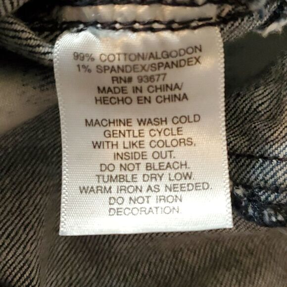 Allen B by Allen Schwartz Bleach Dye Crystal Embellishments Destroyed Jeans Sz 8 - Picture 11 of 12